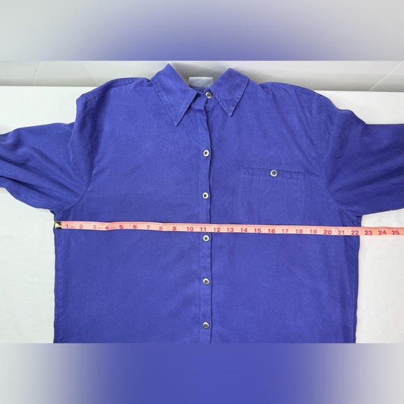 Chico’s Design Purple Tunic Button Front Blouse Long Sleeves Size Large - Picture 6 of 7